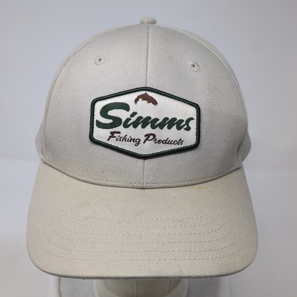 Simms Fishing Products Snapback Hat Beige One Size Adjustable Embroidered - Picture 2 of 9